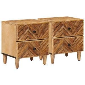 vidaXL Nachtkastje 2 pcs Bruin 40 x 33,5 x 46 cm Massief Mango Hout