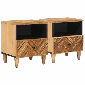 vidaXL Nachtkastje 2 pcs Bruin 50 x 33 x 60 cm Massief Mango Hout