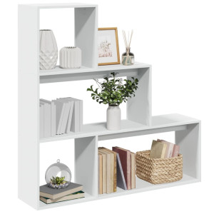 vidaXL Kamerscherm / boekenkast 3-laags 123x29x123 cm bewerkt hout wit