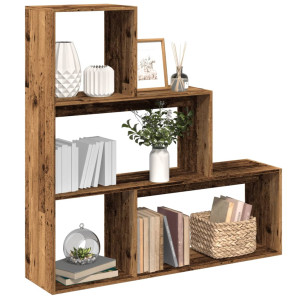 vidaXL Kamerscherm / boekenkast 3-laags 123x29x123 cm hout oud hout