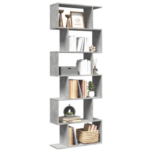 vidaXL Kamerscherm / boekenkast 6-laags 70x24x193 cm hout betongrijs