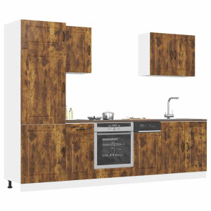 vidaXL 7-delige Keukenkastenset Kalmar bewerkt hout gerookt eiken