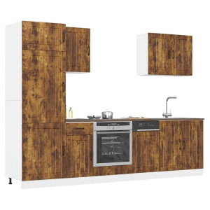 vidaXL 7-delige Keukenkastenset Lucca bewerkt hout gerookt eiken