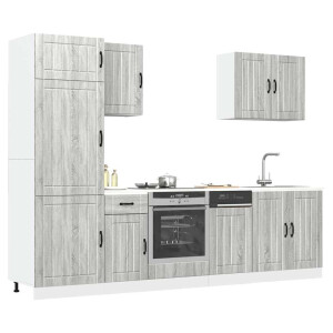 vidaXL 7-delige Keukenkastenset Lucca bewerkt hout grijs sonoma eiken