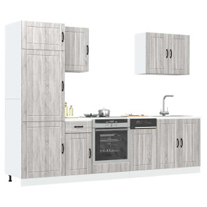 vidaXL 7-delige Keukenkastenset Kalmar bewerkt hout grijs sonoma eiken