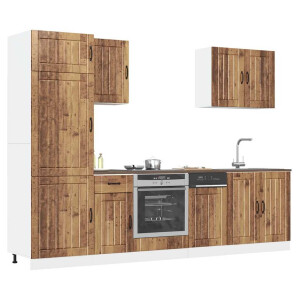vidaXL 7-delige Keukenkastenset Lucca bewerkt hout oud houtkleurig