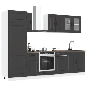 vidaXL 8-delige Keukenkastenset Kalmar bewerkt hout zwart