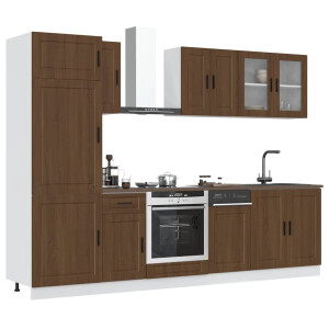 vidaXL 8-delige Keukenkastenset Kalmar bewerkt hout bruin eikenkleur