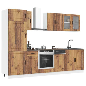 vidaXL 8-delige Keukenkastenset Kalmar bewerkt hout oud houtkleurig