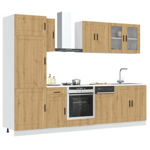 vidaXL 8-delige Keukenkastenset Kalmar bewerkt hout artisanaal eiken