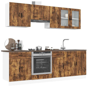 vidaXL 8-delige Keukenkastenset Porto bewerkt hout gerookt eiken