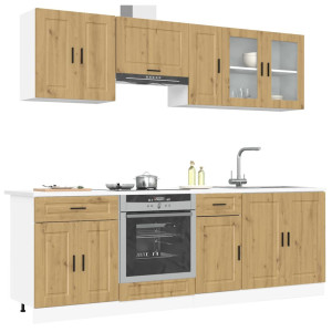 vidaXL 8-delige Keukenkastenset Kalmar bewerkt hout artisanaal eiken
