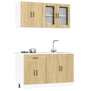vidaXL 4-delige Keukenkastenset Kalmar bewerkt hout sonoma eikenkleur