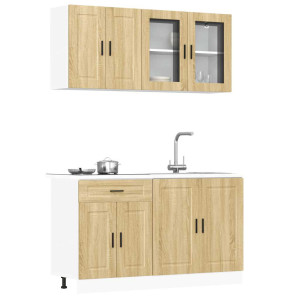 vidaXL 4-delige Keukenkastenset Kalmar bewerkt hout sonoma eikenkleur