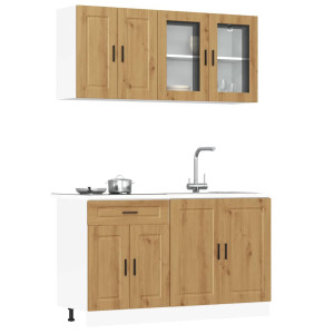 vidaXL 4-delige Keukenkastenset Kalmar bewerkt hout artisanaal eiken