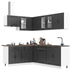 vidaXL 11-delige Keukenkastenset Lucca bewerkt hout zwart