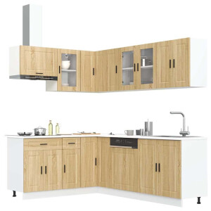 vidaXL 11-delige Keukenkastenset Porto bewerkt hout sonoma eikenkleur