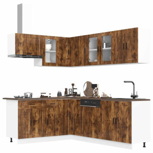 vidaXL 11-delige Keukenkastenset Porto bewerkt hout gerookt eiken