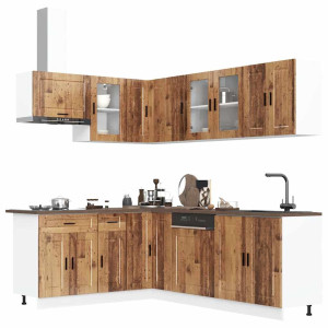 vidaXL 11-delige Keukenkastenset Porto bewerkt hout oud houtkleurig