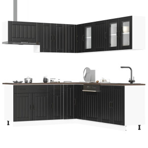 vidaXL 11-delige Keukenkastenset Lucca bewerkt hout zwart