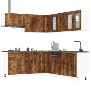 vidaXL 11-delige Keukenkastenset Porto bewerkt hout gerookt eiken