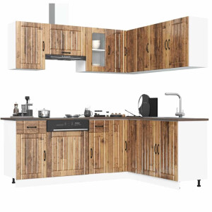 vidaXL 11-delige Keukenkastenset Lucca bewerkt hout oud houtkleurig