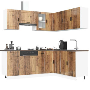 vidaXL 11-delige Keukenkastenset Porto bewerkt hout oud houtkleurig