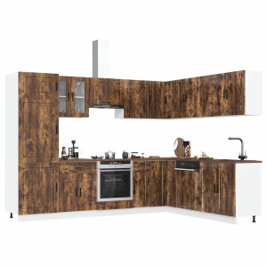 vidaXL 14-delige Keukenkastenset Porto bewerkt hout gerookt eiken