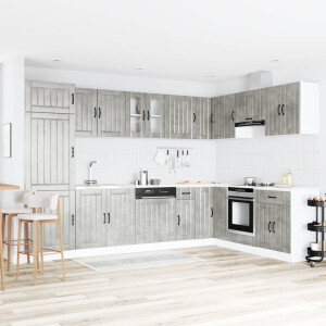 vidaXL Wastafel onderkast Lucca 2 pcs Beton Grijs Bewerkt hout