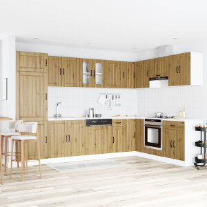 vidaXL Wastafel onderkast Lucca 2 pcs Artisan Eiken Bewerkt hout