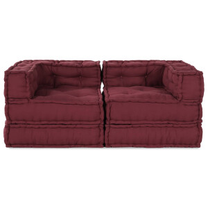 vidaXL Modulair Sofabet 2 pcs Bordeaux 140 x 70 x 56 cm Stof