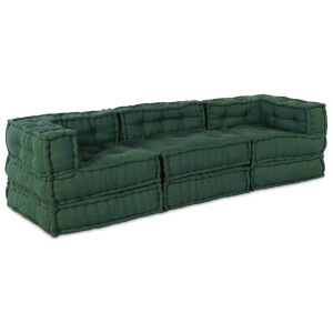 vidaXL Modulair Sofabet 3 pcs Groen Stof