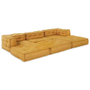 vidaXL Modulair Sofabet Stof Geel 210 x 70 x 56 cm