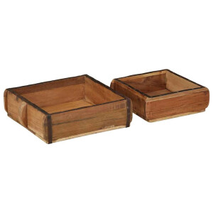 vidaXL Dienblad 2 pcs Bruin 29 x 31 x 10 cm Massief Gerecycled Hout