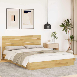 vidaXL Bedframe hoofdeinde zonder matras 135x190 cm massief hout eiken
