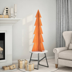 vidaXL Kerstdecoratie kerstboom 112 cm massief grenenhout wasbruin