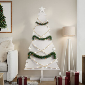 vidaXL Kerstdecoratie kerstboom 150 cm massief grenenhout wit