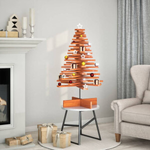 vidaXL Kerstdecoratie kerstboom 100 cm massief grenenhout wasbruin
