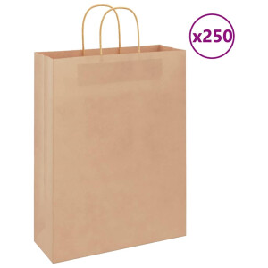 vidaXL Papieren zakken 250 st met hengsels 32x12x42 cm bruin