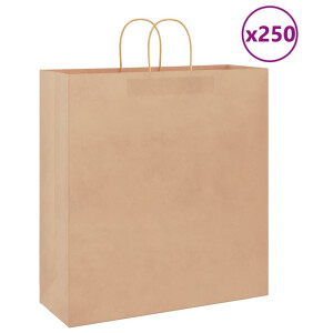 vidaXL Papieren zakken 250 st met hengsels 45x17x48 cm bruin