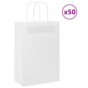 vidaXL Papieren zakjes 50 st met hengsels 21x11x31 cm wit