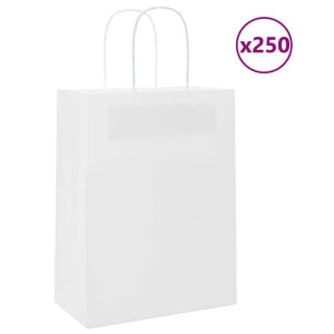 vidaXL Papieren zakjes 250 st met hengsels 21x11x28 cm wit