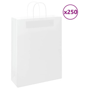 vidaXL Papieren zakken 250 st met hengsels 32x12x42 cm wit