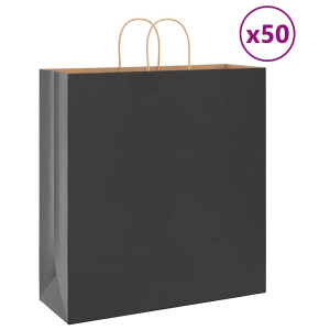 vidaXL Papieren kraftzakken 50 st met hengsels 45x17x48 cm zwart