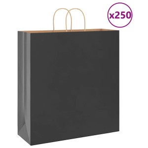 vidaXL Papieren kraftzakken 250 st met hengsels 45x17x48 cm zwart
