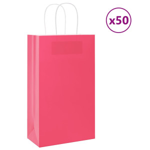 vidaXL Papieren kraftzakken 50 st met hengsels 21x11x36 cm roze