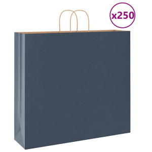 vidaXL Papieren kraftzakken 250 st met hengsels 54x15x49 cm blauw