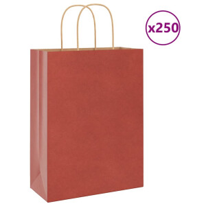 vidaXL Papieren kraftzakken 250 st met hengsels 26x12x35 cm rood