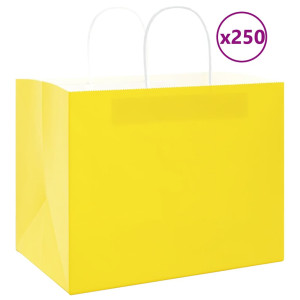 vidaXL Papieren kraftzakken 250 st met hengsels 32x22x24 cm geel