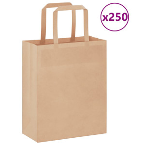 vidaXL Papieren kraftzakken 250 st met hengsels 18x8x22 cm bruin